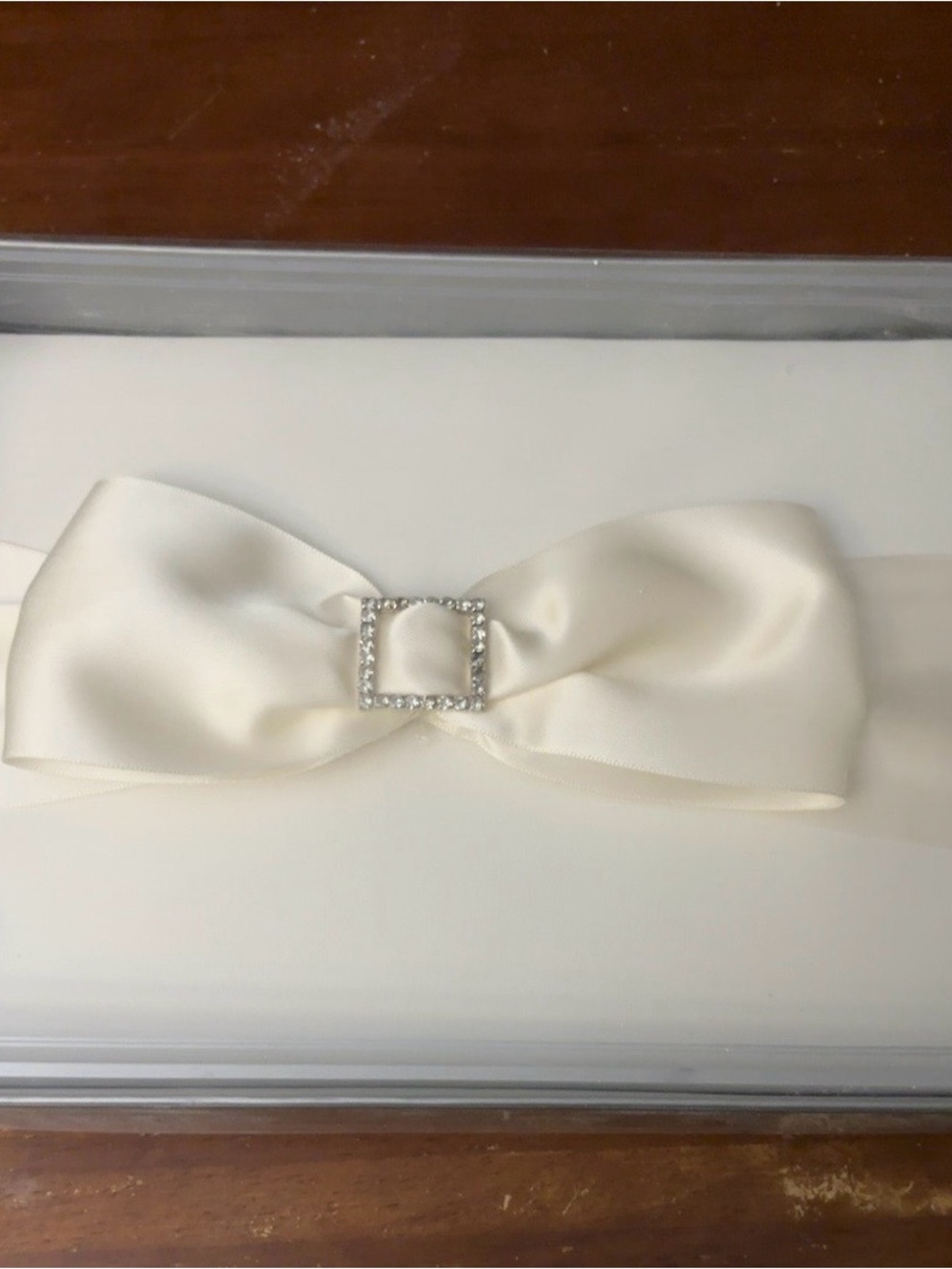 New in Box Ivory Satin Bow Belt with Rhinestone Buckle Wedding Guest Book